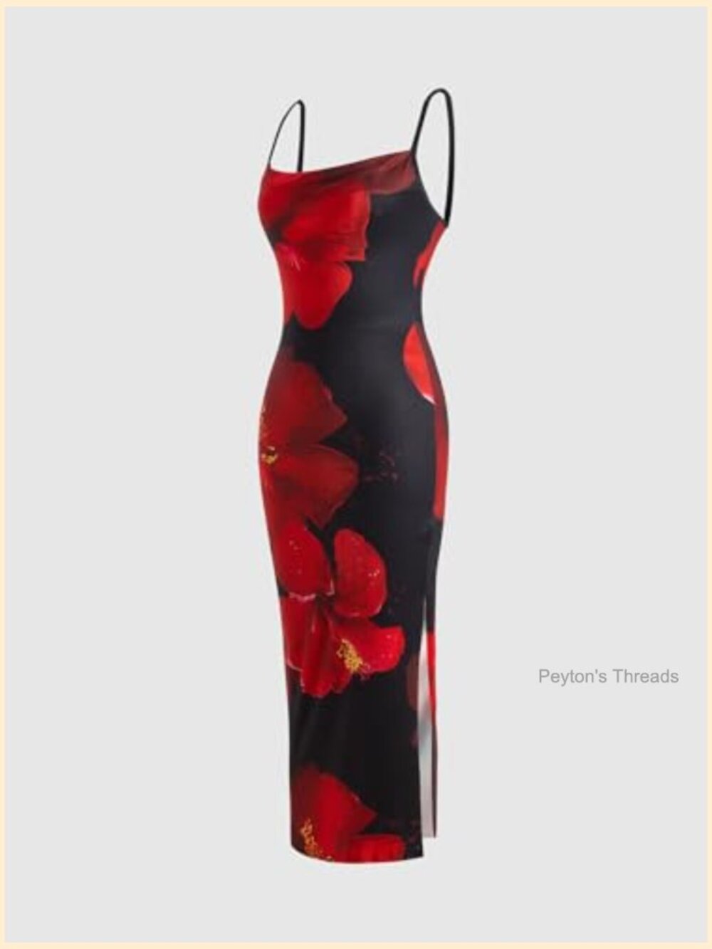 Boho Floral Bodycon Midi Dress Cowl Neck Criss Cross Split Sun Dress - Picture 4 of 5